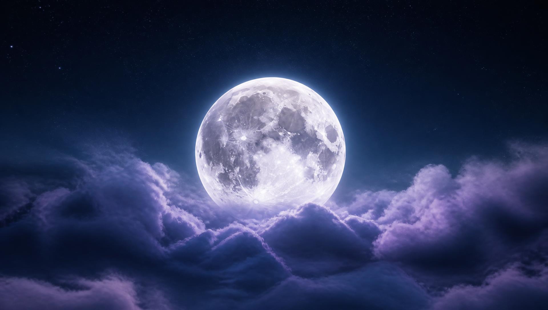 Full moon rising above a sea of clouds